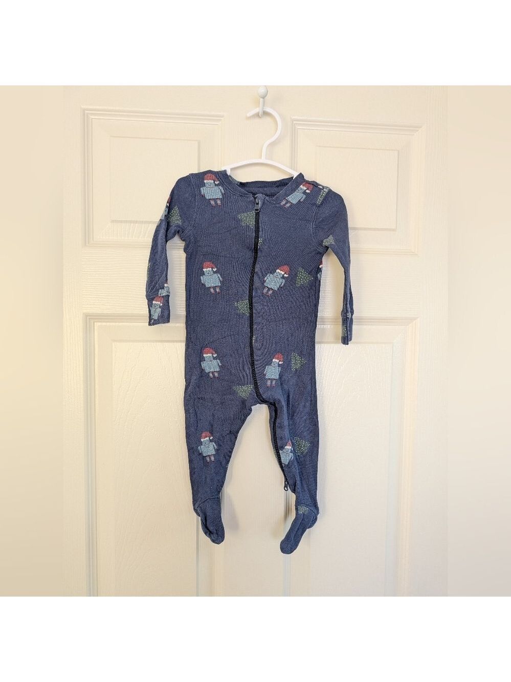🩵4/$20 Rise Little Earthling‎ Robot Print Christmas Kids Footie